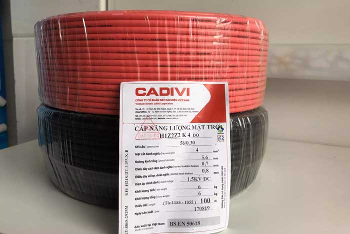 Giá Cáp Điện Solar DC 4mm2 CADIVI 1.5kV H1Z2Z2-K