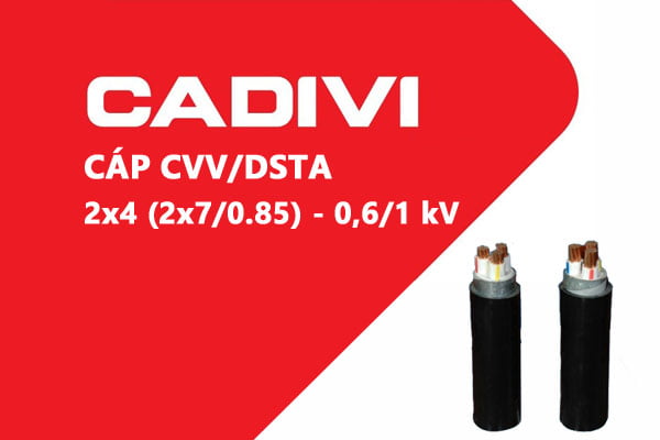 Cáp Điện Lực Hạ Thế: CVV/DSTA 2x4 (2x7/0.85) - 0,6/1 kV - Cáp Ngầm 2 Ruột Đồng Giáp Băng Thép