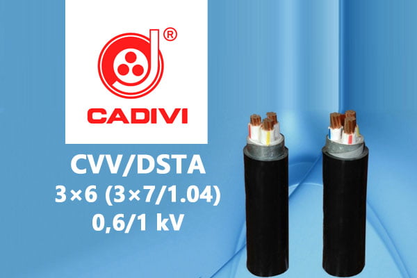 Cáp Điện Lực Hạ Thế: CVV/DSTA 3×6 (3×7/1.04) - 0,6/1 kV - Cáp Ngầm 2 Ruột Đồng Giáp Băng Thép