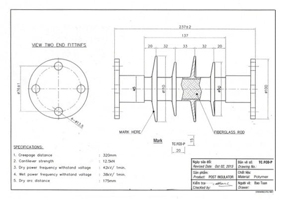 Cấu tạo sứ đỡ tăng cường cách điện FCO - LBFCO