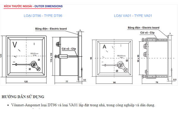 Đặc tính kỹ thuật Vôn kế, Ampe kế - EMIC