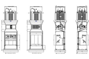 Bản vẽ trụ thép đỡ máy biến áp tích hợp tủ RMU 3 ngăn 1450x1000x3400