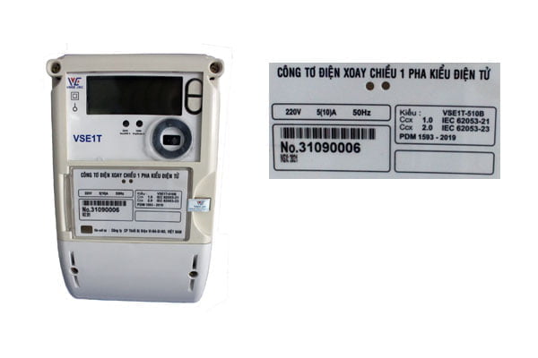 Công tơ điện tử VINASINO 1 pha VSE1T-510B