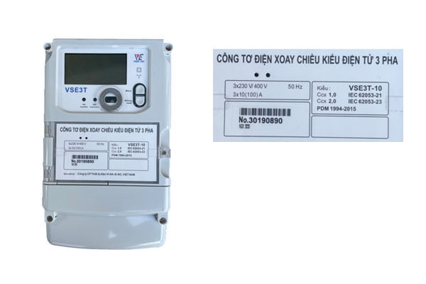 Sản phẩm công tơ điện tử VINASINO 3 pha nhiều giá trực tiếp VSE3T-10