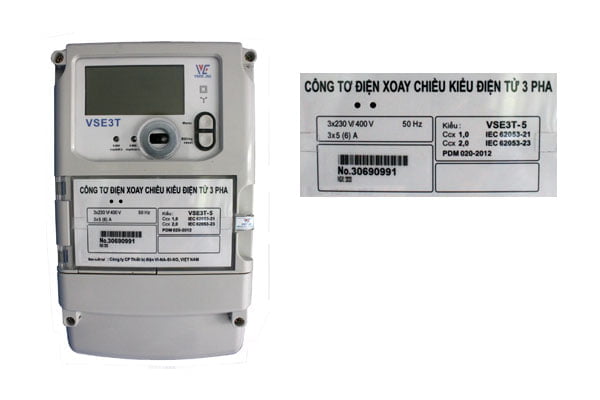 Công Tơ Điện Tử 3 Pha 3 Giá Gián Tiếp VSE3T-5 VINASINO 