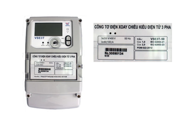 Công Tơ Điện Tử 3 Pha Nhiều Giá VSE3T-50 VINASINO