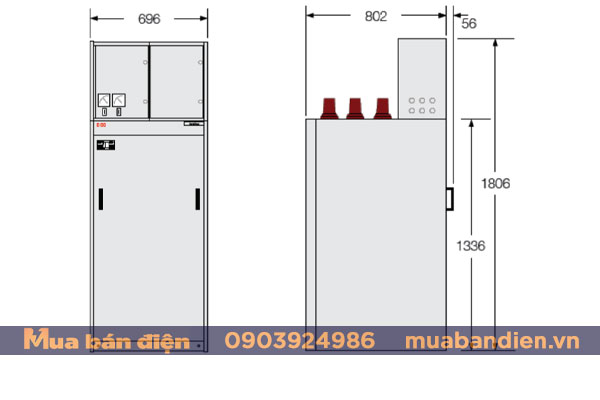 Bản vẽ kích thước tủ đo lường ABB ngăn M