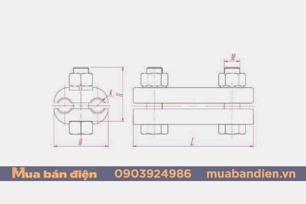 Bản vẽ cấu tạo Kẹp cáp thép