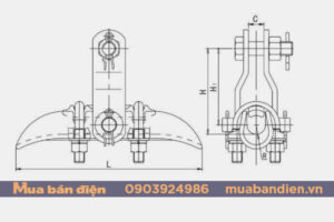 Bản vẽ cấu tạo khóa đỡ dây dẫn thép đúc
