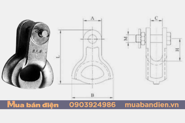 Bản vẽ cấu tạo mắt nối yếm cáp