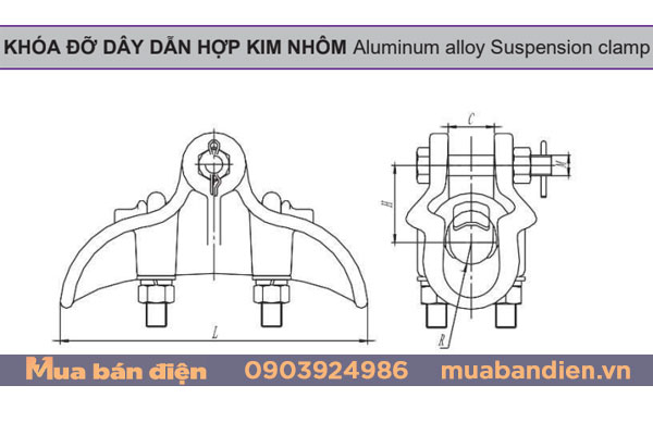 Bản vẽ Khóa đỡ dây dẫn hợp kim nhôm