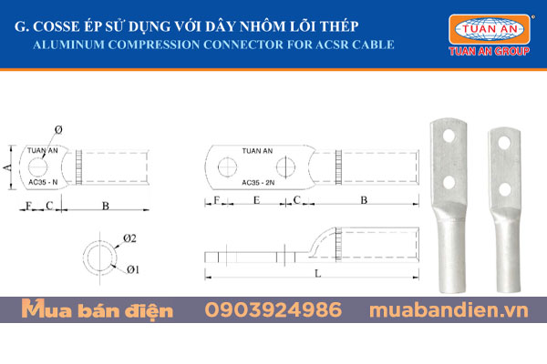 Đầu cos dây nhôm lõi thép Tuấn Ân