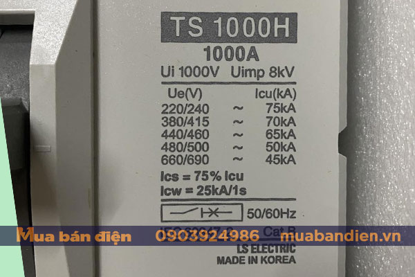 Thông số Aptomat LS Electric Susol 1000A
