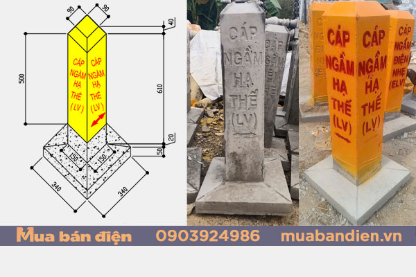 Cọc bê tông cảnh báo cáp ngầm hạ thế