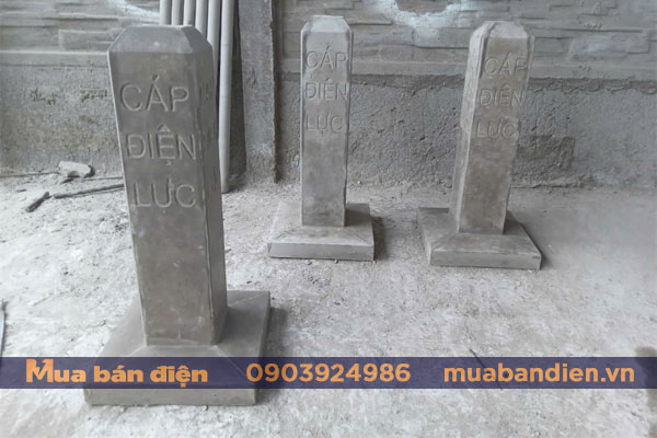 Cọc mốc bê tông báo hiệu cáp ngầm có đế (chưa sơn)