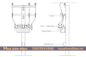Sơ đồ bố trí thiết bị đóng cắt dàn tụ bù ứng động trung thế