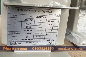 Thông số tụ bù 50kVAr 3600V Nuintek Hàn Quốc