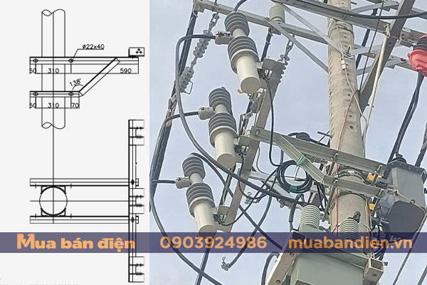 Bản vẽ và bố trí thực tế giá treo dao cắt tụ bù